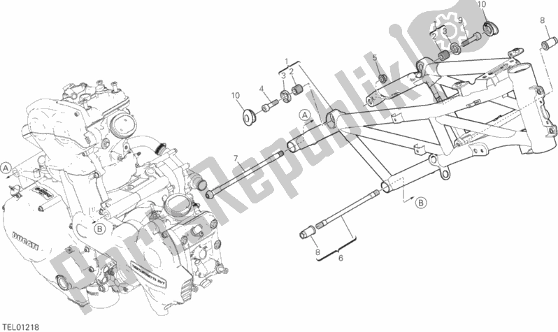 All parts for the Frame of the Ducati Multistrada 1260 Enduro Thailand 2020